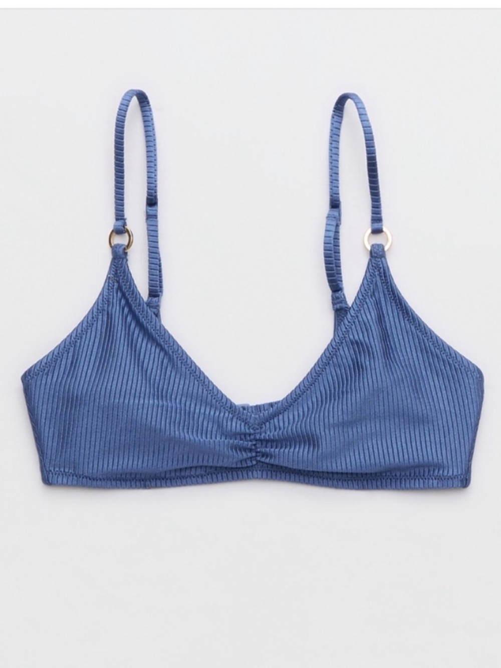 Aerie blue metallic shine rib scoop bikini set size XS